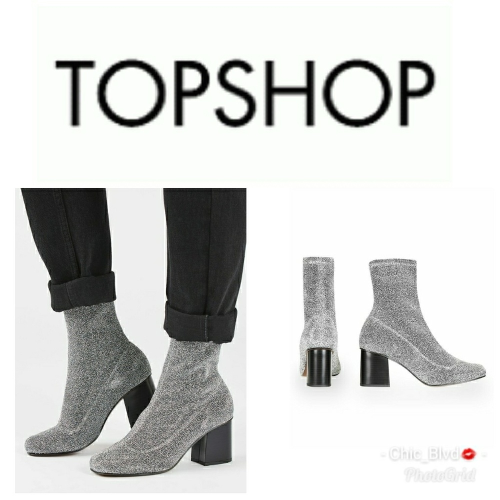 🆕🔥Topshop Martha Glitter Sock Boots